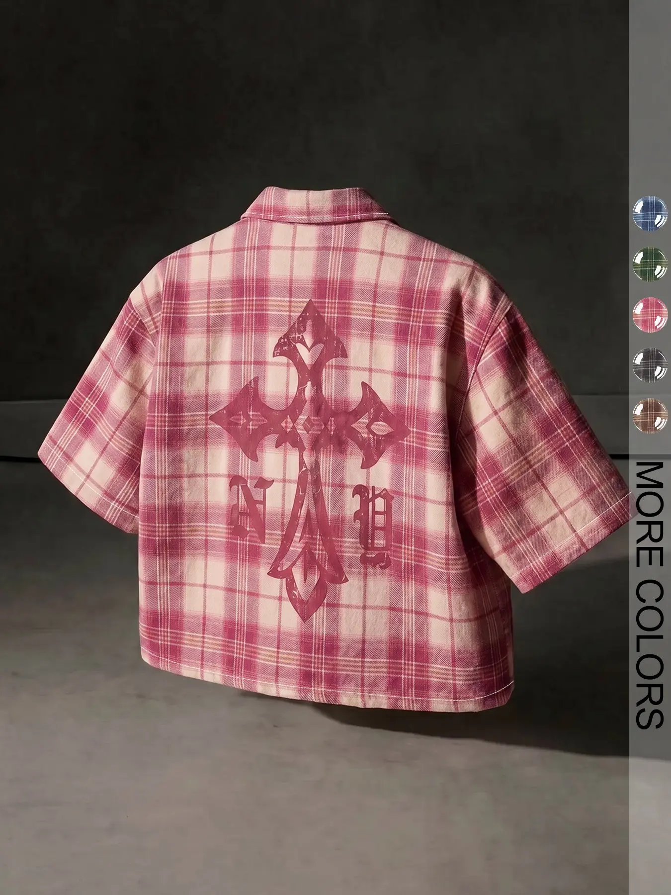 Men's Multi-Color Plaid Shirt, Casual Summer Clothing Graphic Print Top, Loose-Fitting Short Sleeve, Comfortable Streetwear for All Seasons