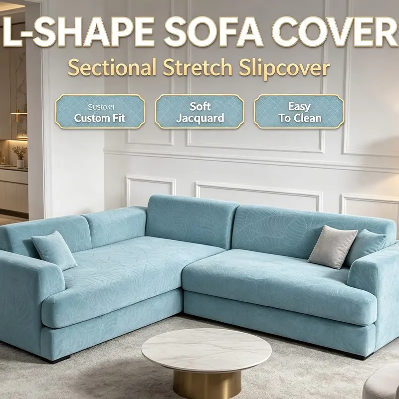 Universal Elastic Couch Cover, Stretchable Sofa Cover, Leaf Textured Sectional Sofa Protector, Light Waterproof, Easy to Clean, Slipcover