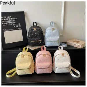 Pastel Multi-Color Star Mini Backpack Purse, Front pocket for lipsticks & small gadgets, durable stitching, perfect for shopping sprees, café hangouts and amusement park outings