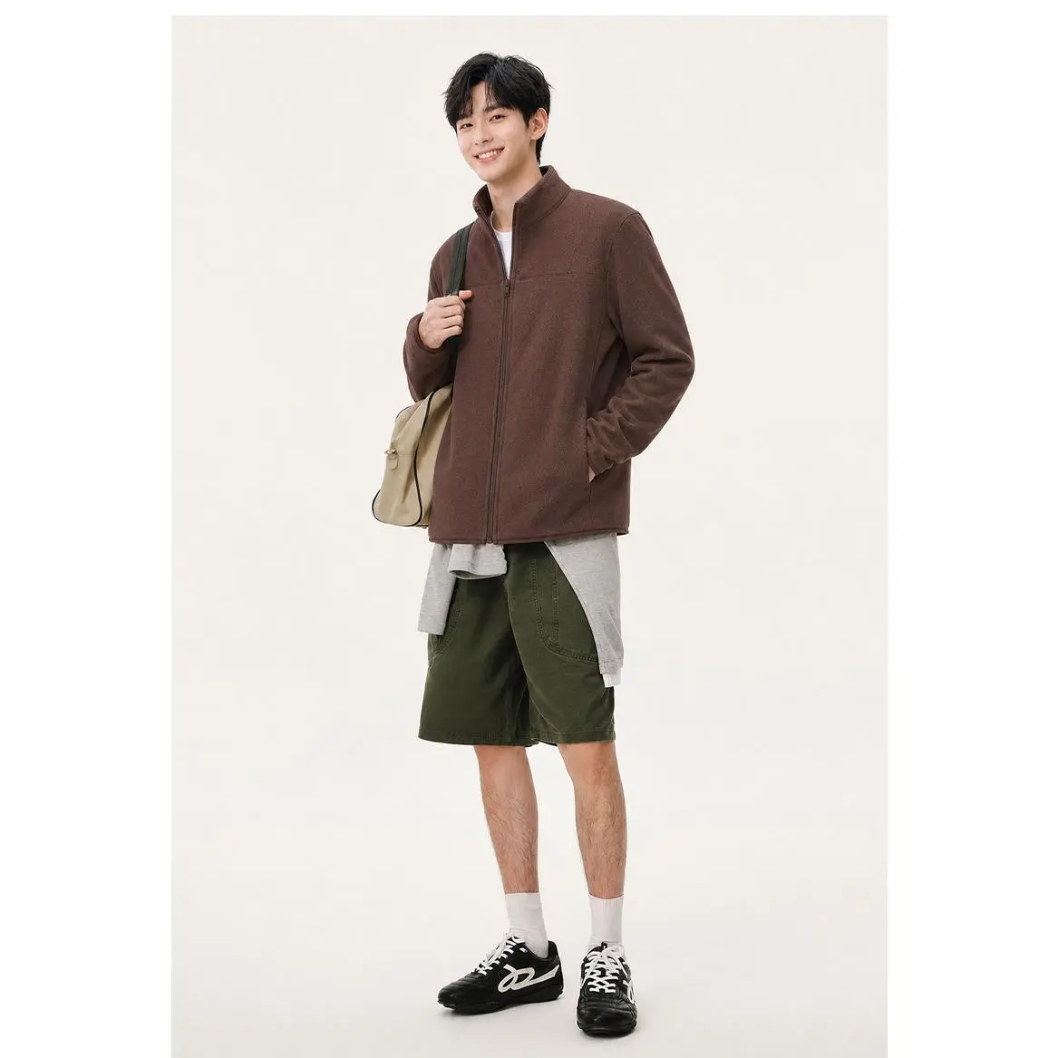 Unisex Multi-Size Austrian Fleece Sweater - Double-Sided Fleece, Windproof, Warm Inner Layer Sports Jacket, White Classic Elegant Coat tracksuits men