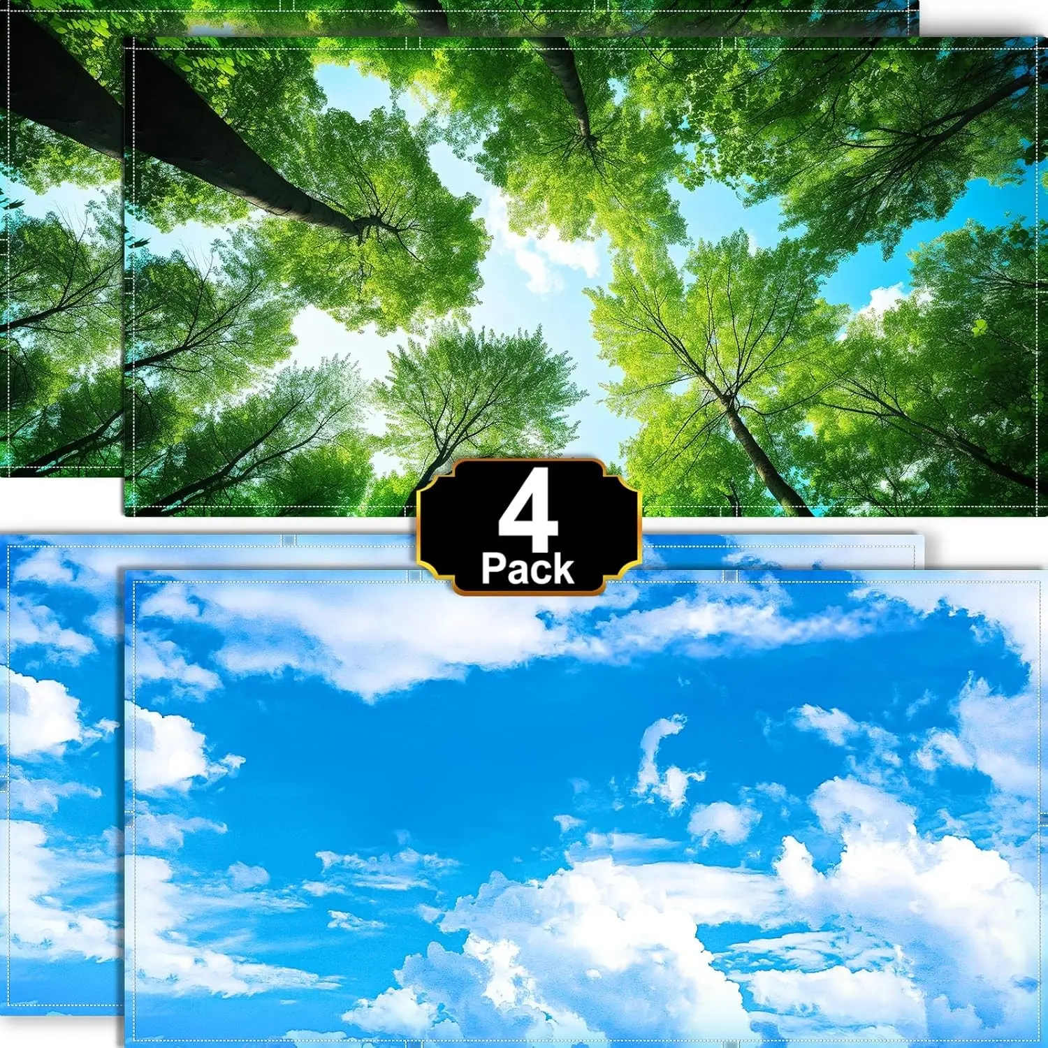 Light Covers for Ceiling Lights Classroom, Fluorescent light covers | Magnetic Office Light Covers 4 Pack, Ceiling Light Filters Teacher Must Haves, Home Room Hospitals Use 4x2FT(Forest&Blue Sky)