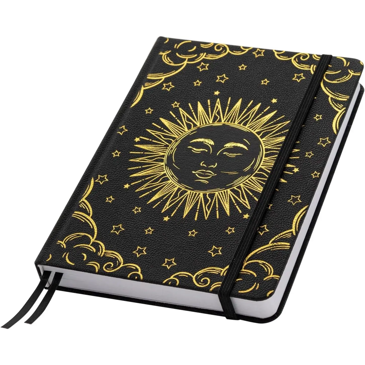 Dot Grid Journal with 160GSM Thick Paper, 192 Pages, A5 Dotted Notebook for Work, School, Travel | 180° Lay Flat, Foil Stamped Cover, Elastic Band, 2 Bookmarks & Inner Pocket (Black)