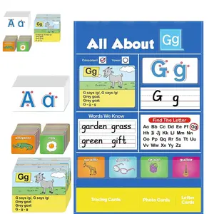 1 Set Alphabet Learning Pocket Chart, Alphabet Wall Chart with ABC Flash Cards, Letter Tracing & Handwriting Practice Learning Activities, Educational Classroom Homeschool Preschool Kindergarten Teaching Aid