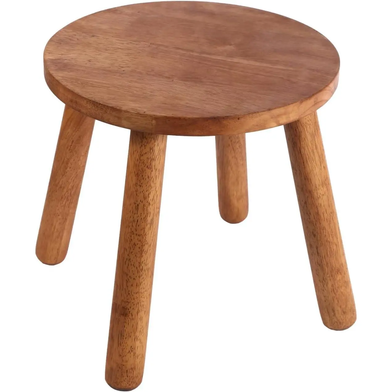 Round Solid Wooden Stool,Plant Stand,Step Stool,Walnut,11.8" H | 100% Wood Stool perfect as Plant Stool,Shoe Changing,Holds up to 300 Lbs,for Living room,Kitchen, Bathroom,Bedroom