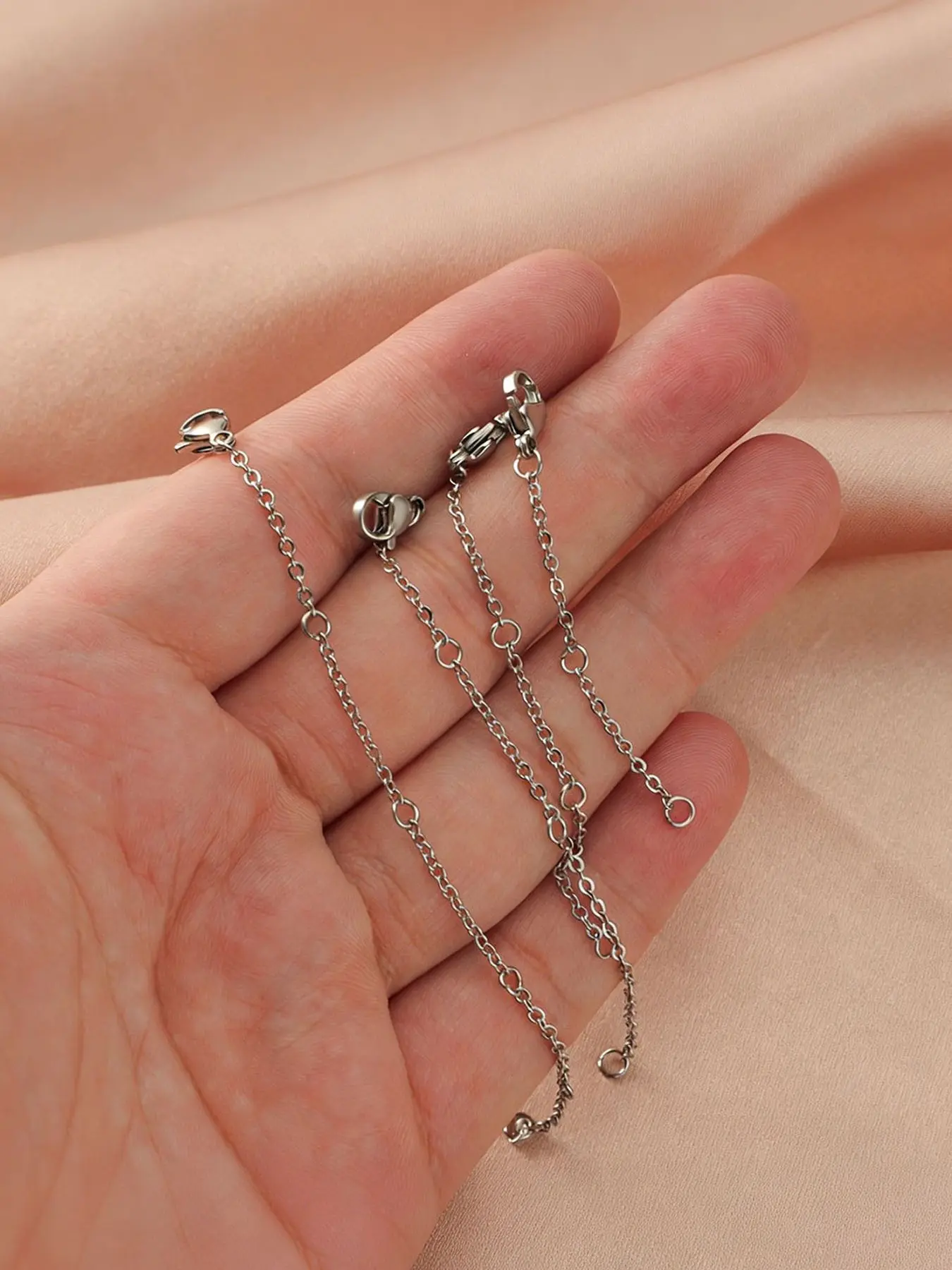 3-Piece Stainless Steel Extender Chains with Lobster Clasp, Adjustable Tail Extenders for DIY Necklaces and Bracelets, Ideal Craft Material, Chain for Jewelry Making