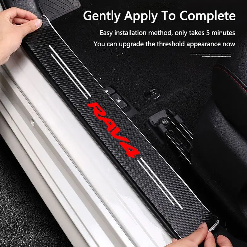 4PCS Carbon Fiber Car Door Sill Strip Protector Stickers For TOYOTA RAV4 2008 2013 2017 20182019 2023 2024 2025 Auto Styling Accessories Car Accessories Interior