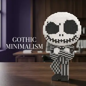 2088pcs Cross Arm Cool Skull Assembly - Suitable for home decoration, collection display statues, 3D puzzle decorative items, lightweight and finely carved skull models for room decoration and party display, architectural project building block set skelet