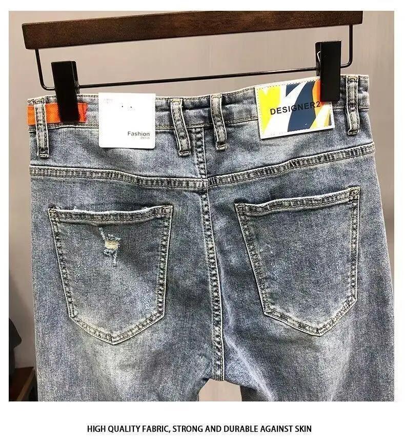 Fashion Men's Casual Jeans vintage Spring and Autumn Slim Ripped Jean Pants with HOLE Design  Men Clothing Luxury Cargo Pants