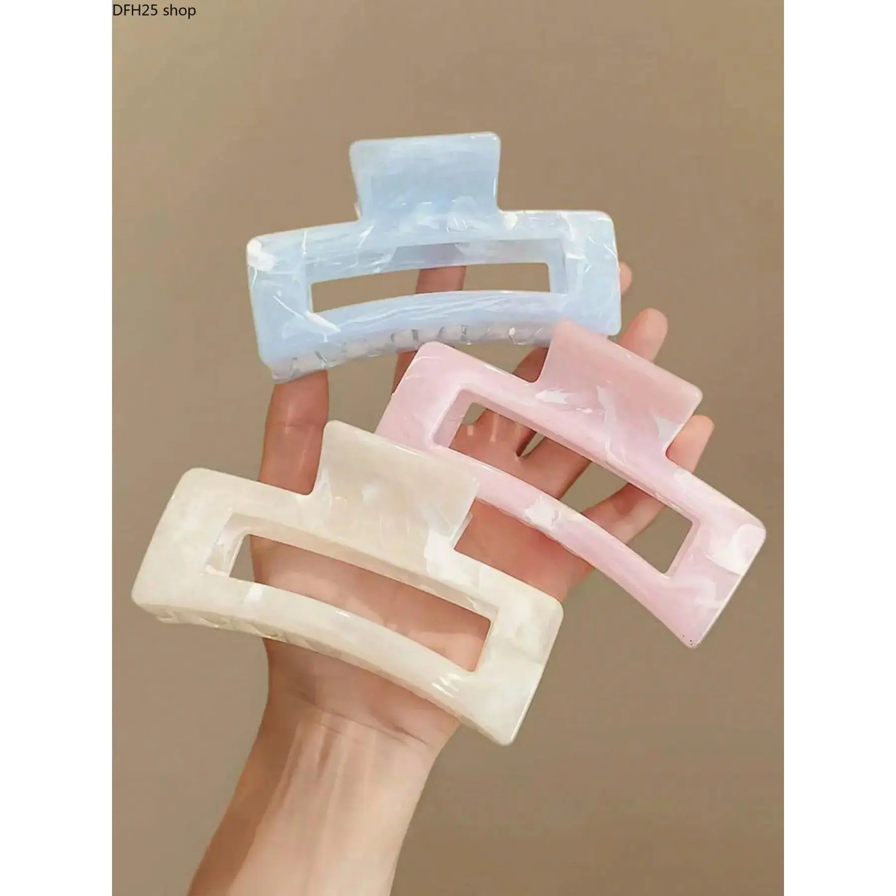 Ombre Square Hair Clip Set for Women, Minimalist Barrette Hair Accessory for Daily Wear and Work, Secure Hold Large Claw Design