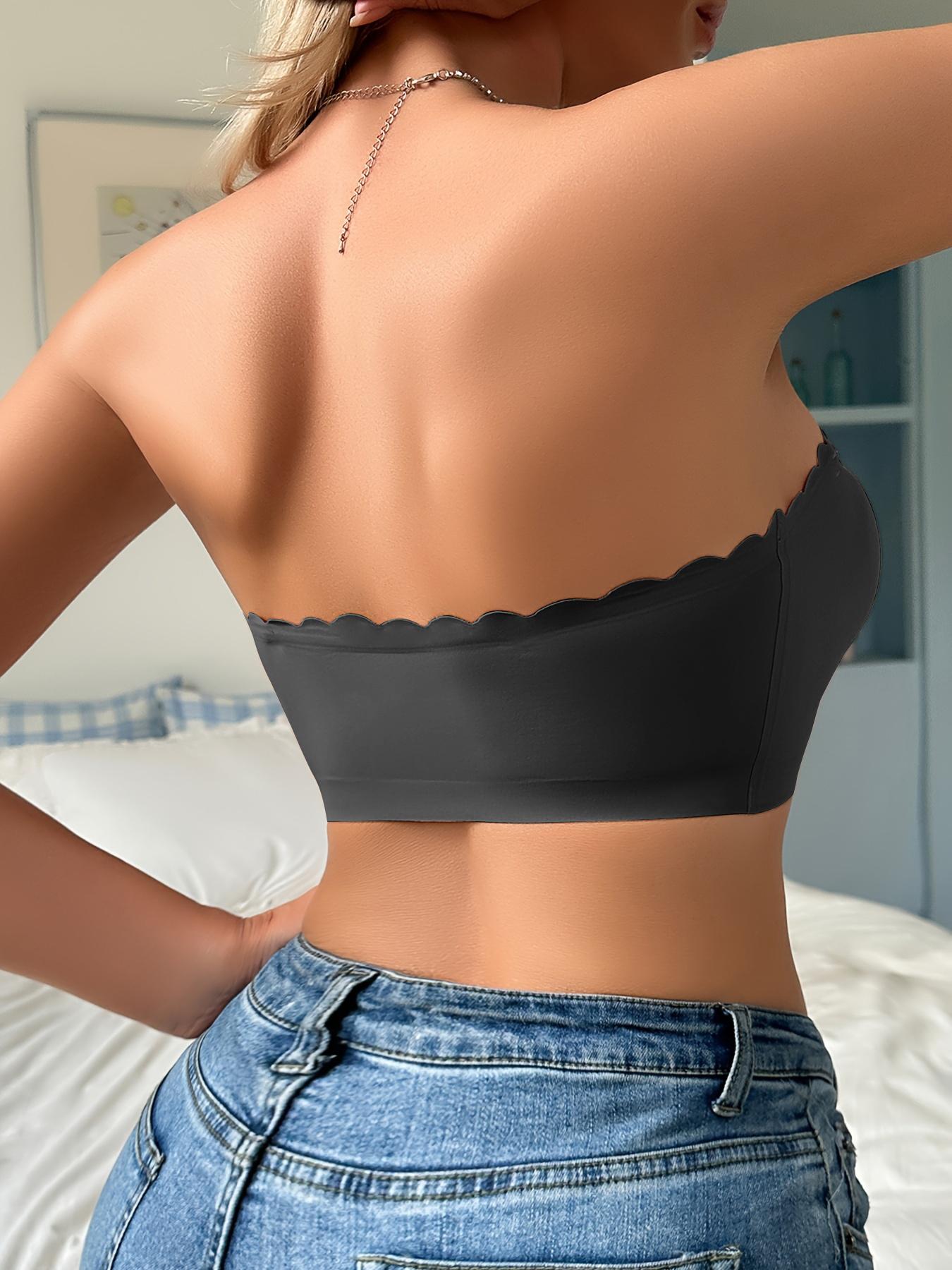 Women's Wireless Bra with Buckle Closure, Full Coverage Slim-Fitting Lined Top, Comfortable Strapless Design for All Seasons
