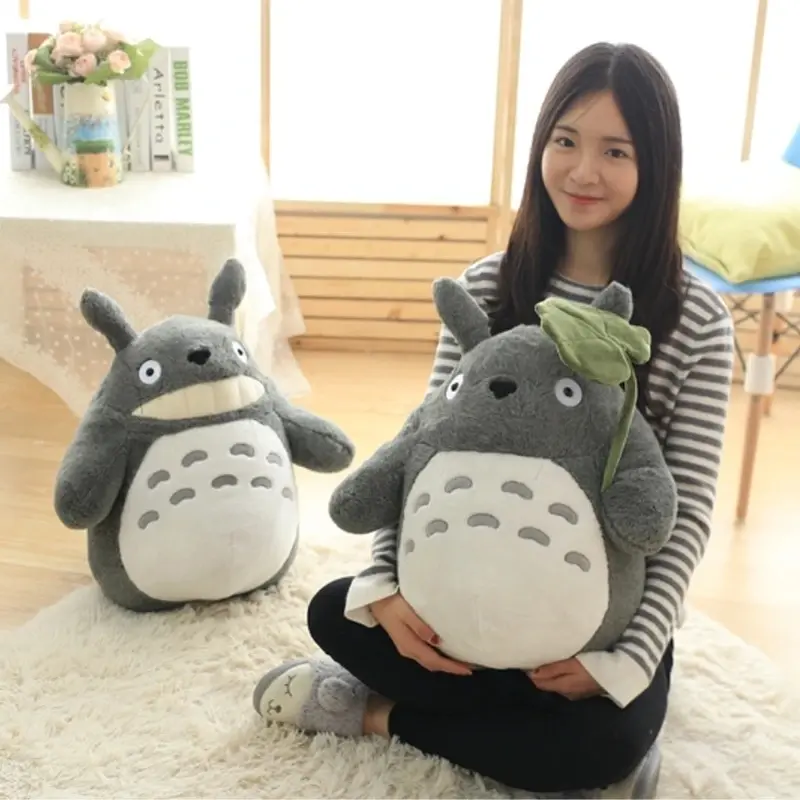 30/40/55/70cm Laugh Heartily Totoro Plush Toy Stuffed Movie Anime Totoro Animal Doll with Lotus Leaf Totoro Plushies Decor