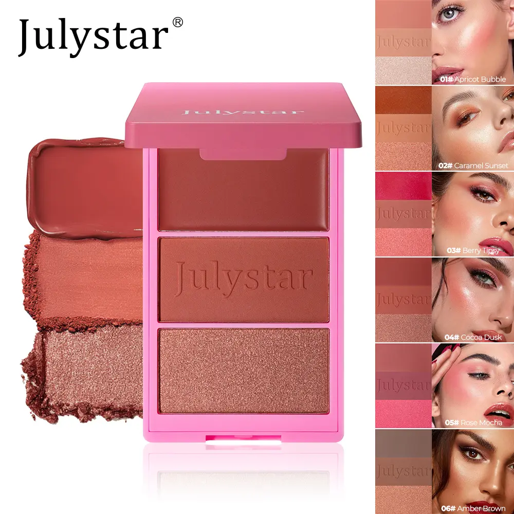 Nude Makeup Blush Natural Flawless Long-Lasting Concealer Waterproof Three-In-One Powder Rouge, Perfect for Everyday Use, Enhances Complexion, Everyday Versatile Makeup
