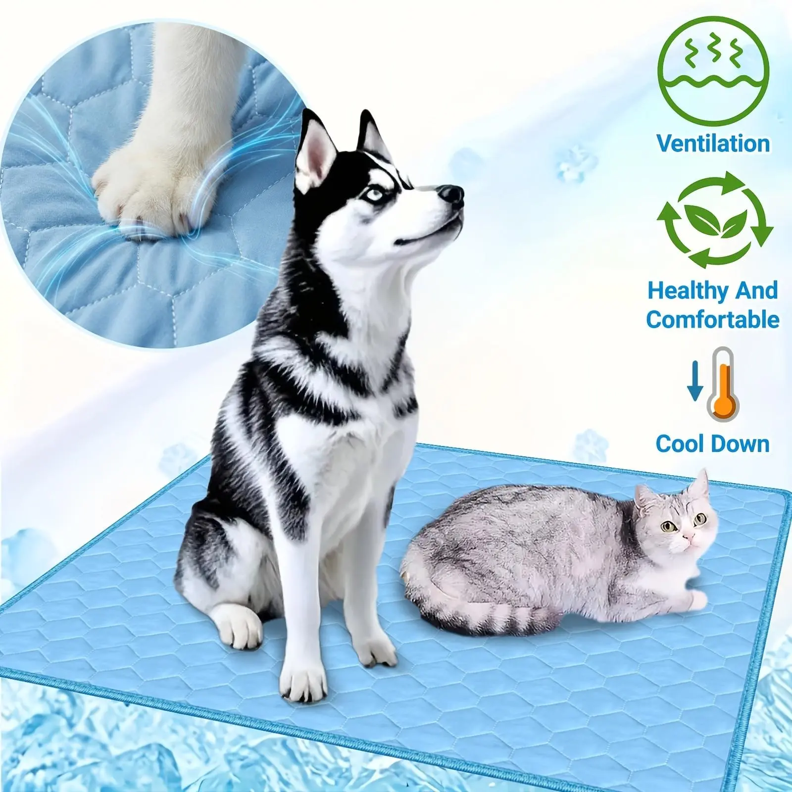 Ice Silk Quilted Fabric, Extra Large Pet Cooling Mat for Dogs And Cats, Delivers Instant Temperature Reduction With Soft Texture And Sweat-Absorbent Breathable Structure For Daily Rest Use