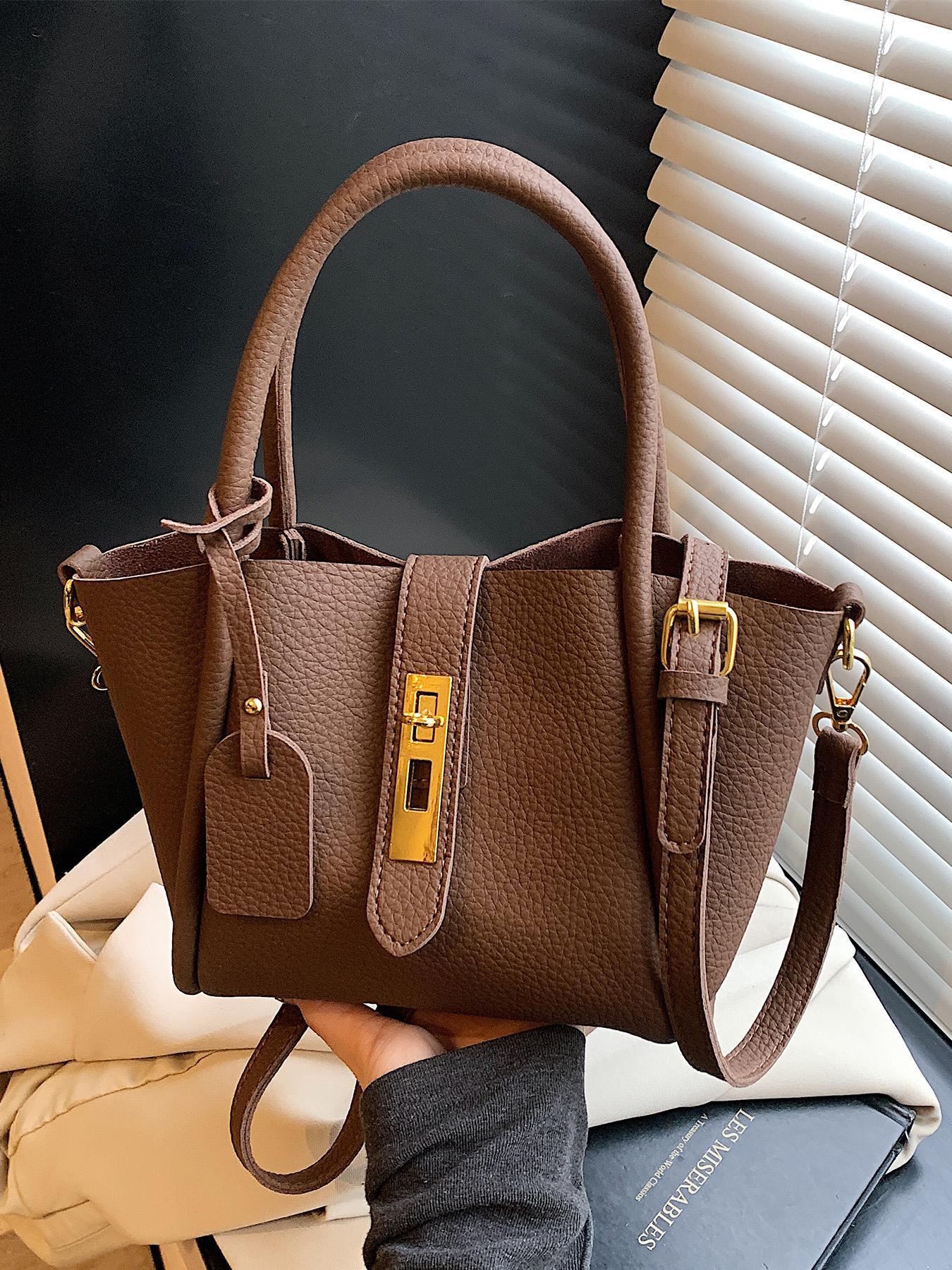 Women's Fashionable Temperament Handbag, Simple Retro Style Versatile Handbag for Work, School, Daily Commuting, Practical Gift Giving Handbag, Pu Leather Bag