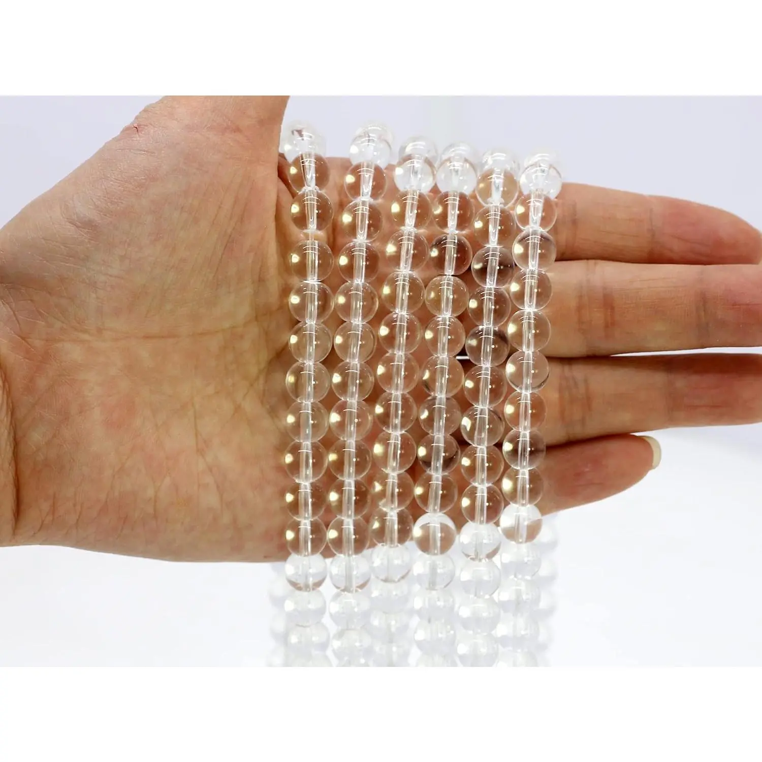 8mm Clear White Glass Beads 300 count Round for  Making | The  beads with smooth, polished finish —  for bracelets, earring,necklace,crafts & DIY  projects