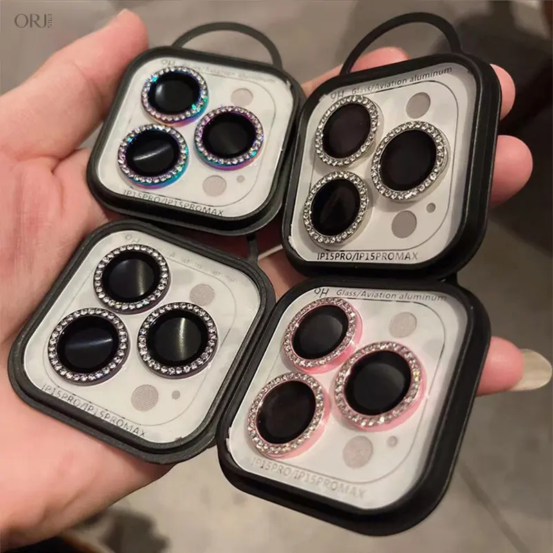 Rhinestone-studded camera lens protector for iPhone 18 Pro/18 Pro Max – sparkling diamond-style lens cover/decal.