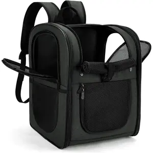 Apollo Walker Dog & Cat Carrier Backpack for 4-18lb Pets - Ventilated Safe Design with Padded Back Support, Breathable Mesh Pet Backpack for Hiking, Travel, Outdoor (Black)
