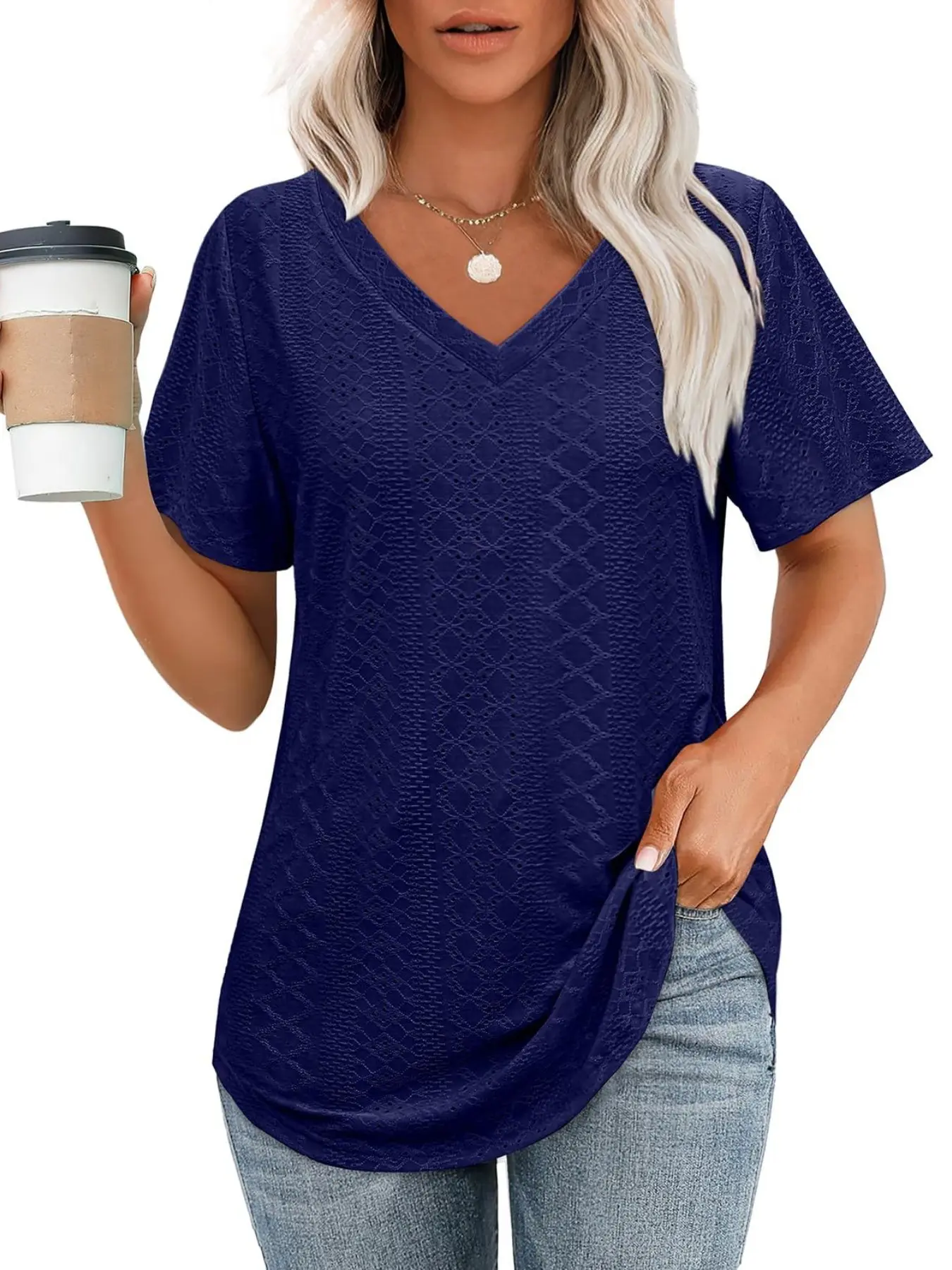 Womens Tops Plus Size Workout Short Sleeve V Neck T Shirts 2026 Summer Trendy Loose Fit Business Casual Outfits for Women Clothing