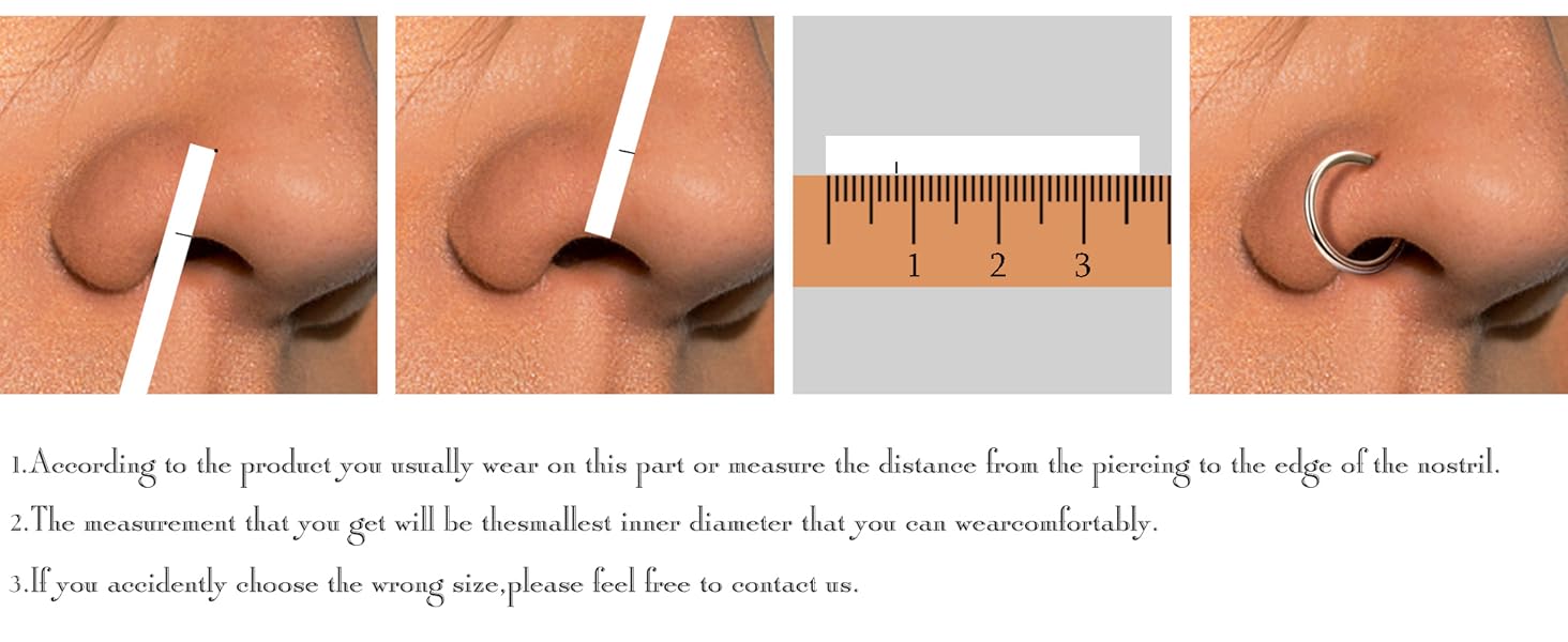 LOLIAS Surgical Steel Nose Rings Hoop Nose Clicker Ring Septum Jewelry 16G 18G Nose Hoop Lip Rings Nose Helix Cartilage Rook Earrings Nostril Piercing Jewelry Hypoallergenic