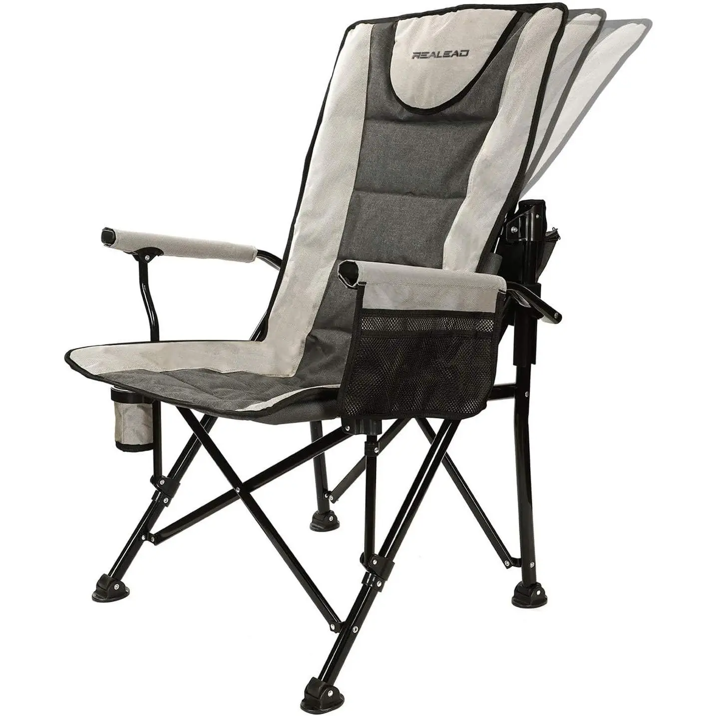 Camping Chairs for Adults with Adjustable Backrest & Lumbar Support | Oversized Camping Chair with High Back - Heavy Duty Folding Chair Support 400 lbs - Portable Lawn Chairs for Outdoor Sports