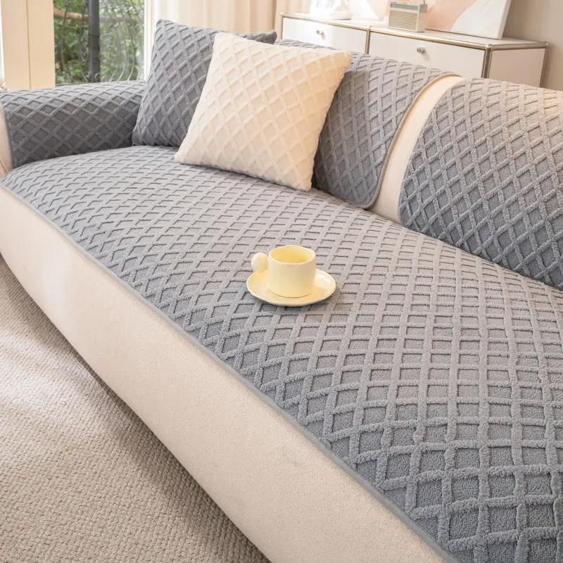 1pc Plush Sofa Cushion, Thick Warm Winter Slip-Resistant Furniture Protector, Pet-Friendly, for Living Room and Bedroom