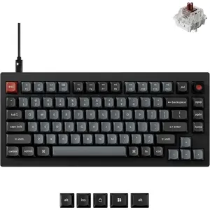 V1 8K Custom Mechanical Keyboard, 75% Wired Layout, Ultra-Low Latency 8000Hz, QMK Programmable, Hot-Swappable Brown Switches, RGB, for Gamers and Typists, Compatible with /Windows/Linux