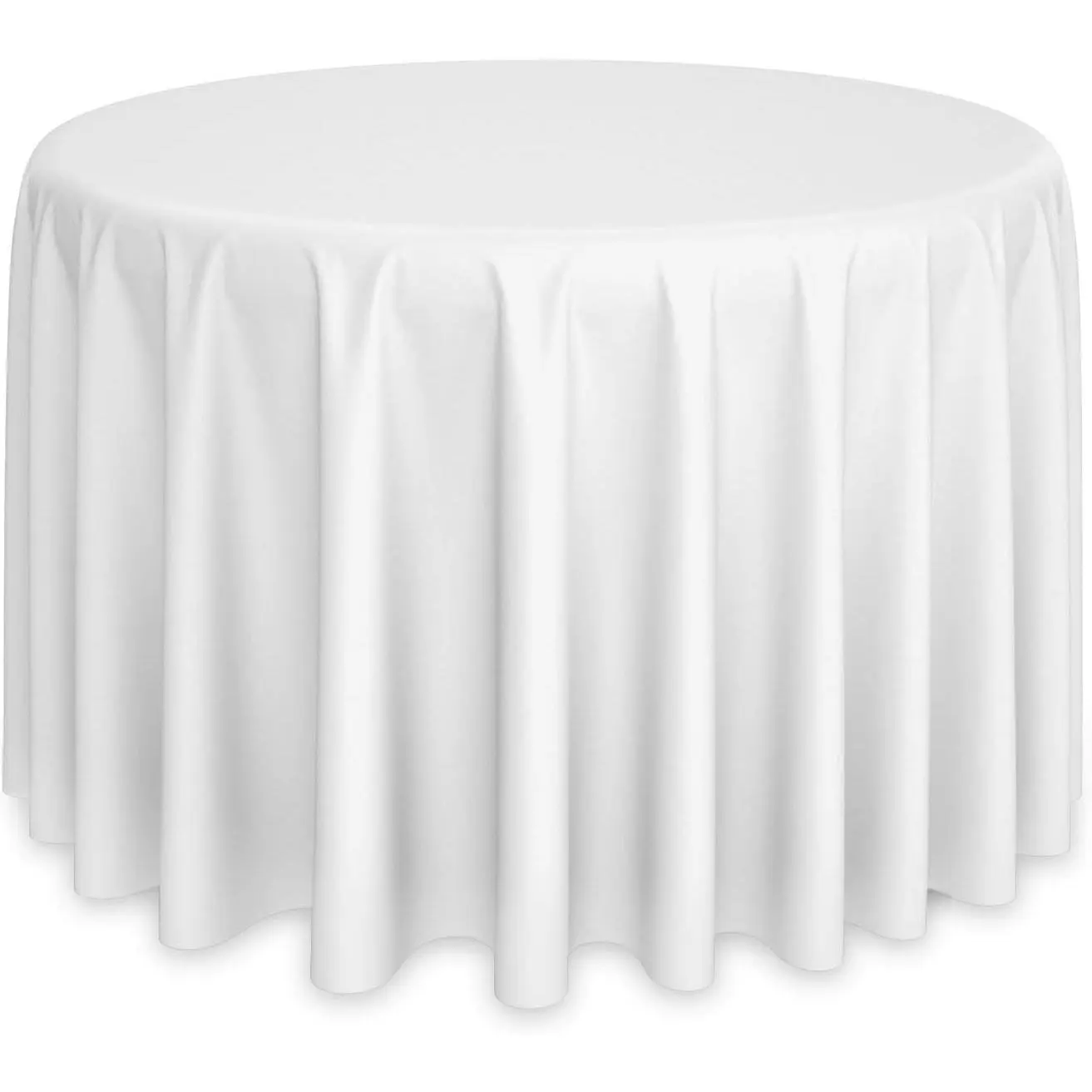 120" Round Premium Tablecloth for Wedding/Banquet/Restaurant - Polyester Fabric Table Cloth - White