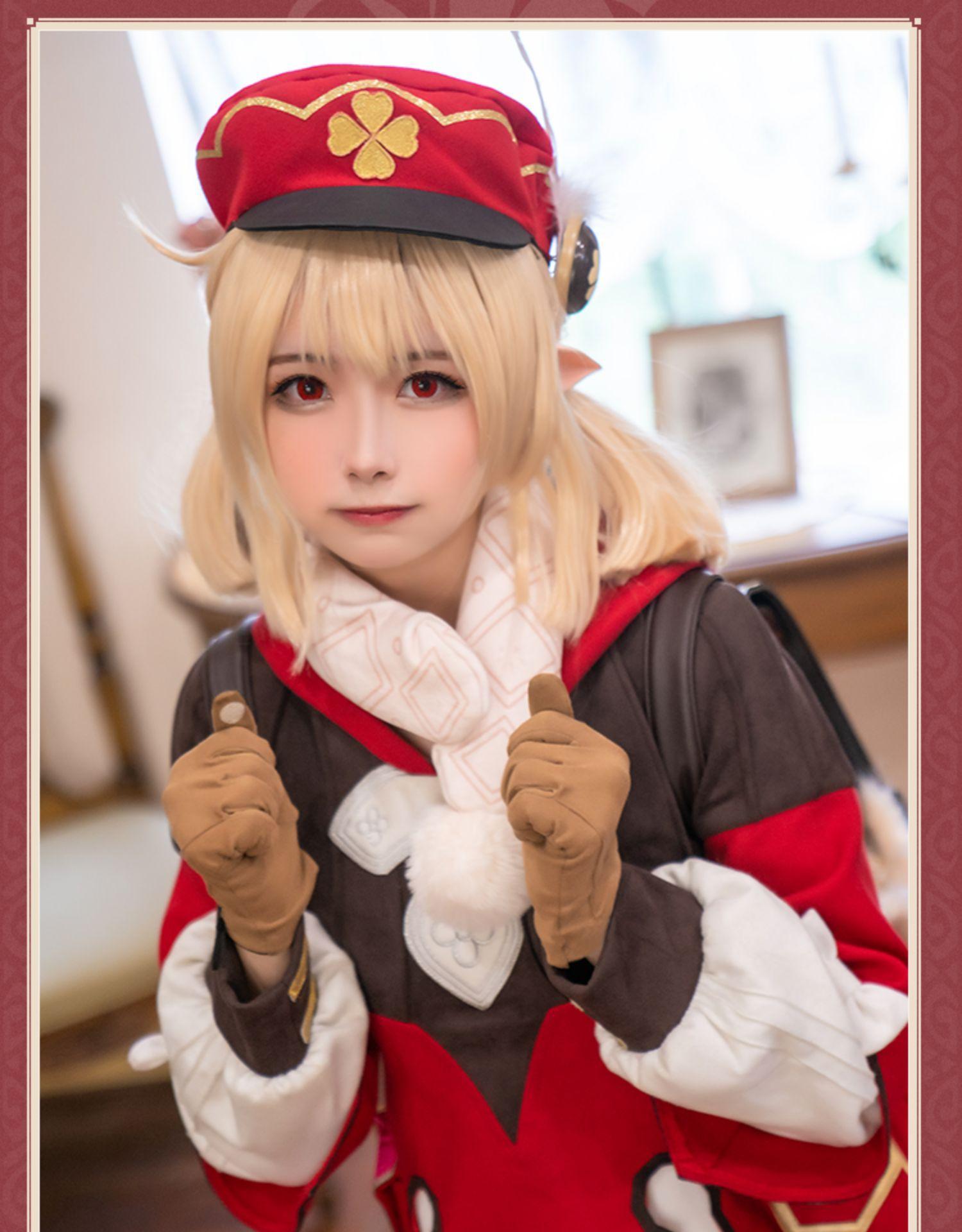 Klee Cosplay Anime Game Genshin Impact  Klee Spark Knight Cute Uniform Playfulness Outfit Dress Cosplay Costume Halloween