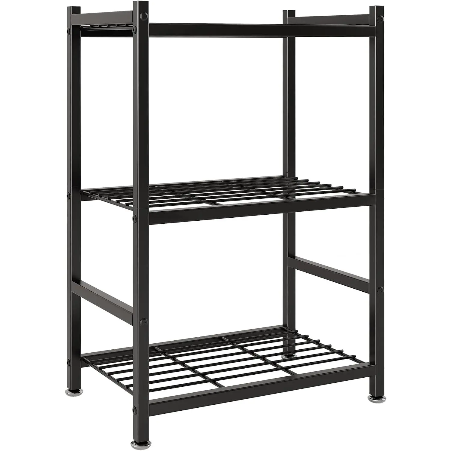 Small Storage Shelves, 3-Tier Metal Shelving Unit with Leveling , Shelf Organizer for Garage, Kitchen, Pantry and Closet Organization, 17.7" x 11.8" x 29.9",Black