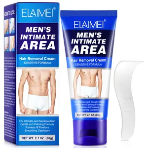 ELAIMEI Intimate Area Hair Removal Cream (For Men), designed for coarse, thick, and dense body hair; a gentle hair removal cream for men's groin area; a hair removal cream for at-home grooming