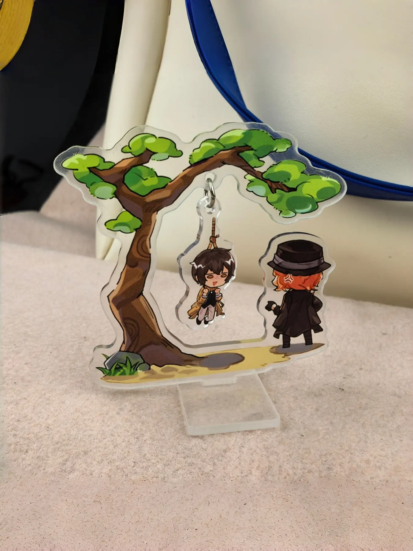 Double-Layer Acrylic Stand with Detachable Hanging Figure, High-Definition Print, Smooth Edges, Stable Base, Creative Desk Decor