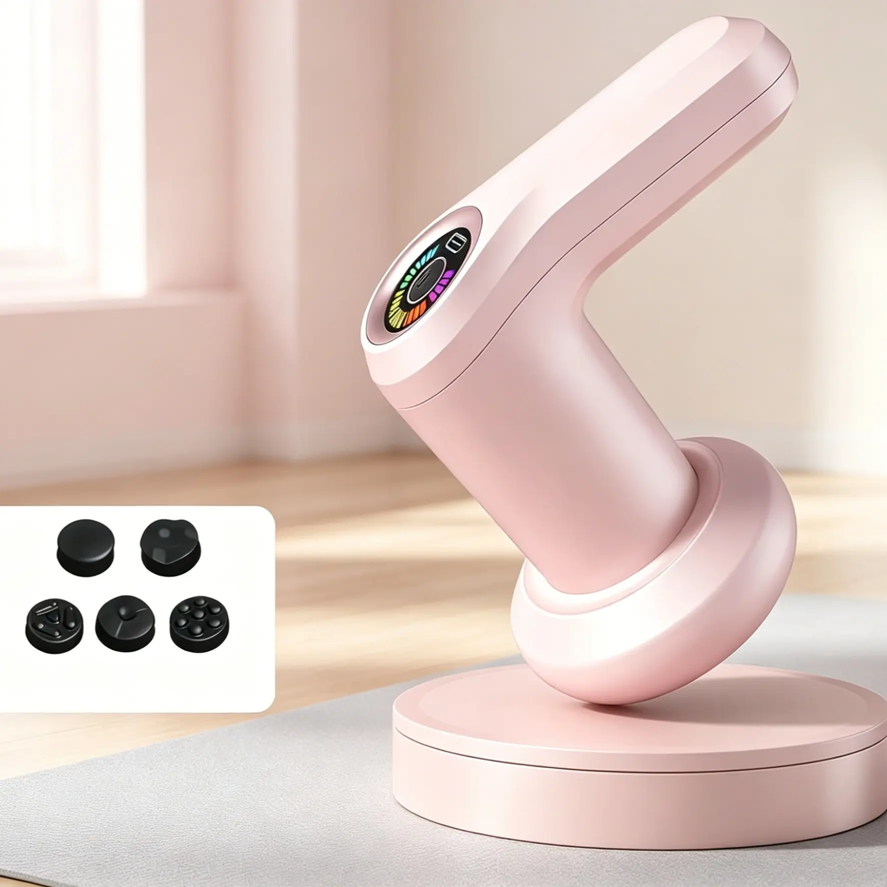6-Speed Powerful Vibration Body Sculpting Massager, Cordless Handheld, 5 Replacement Heads, Relieves Soreness, Home Use