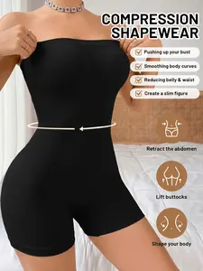 Seamless High Stretch Ribbed Shapewear Bodysuit, Second Skin Fit Zero Restriction, Full Body Even Compression Shaping, Breathable No Stuffy, All-Day Comfort Wear