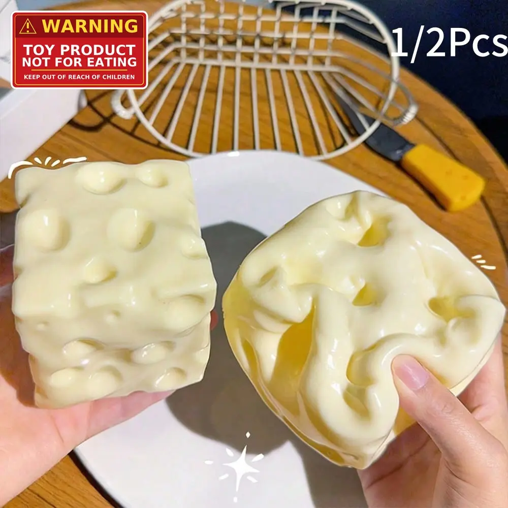 1 or 2 pcs Super Large Soft Cheese Squishy Blocks, Slow-Rising Scented Cake-Bread Style Stress Relief Toy, Giant Squishy Fidget Stress Ball for Adults, Stress Ball Fidgets, Soft Squishies
