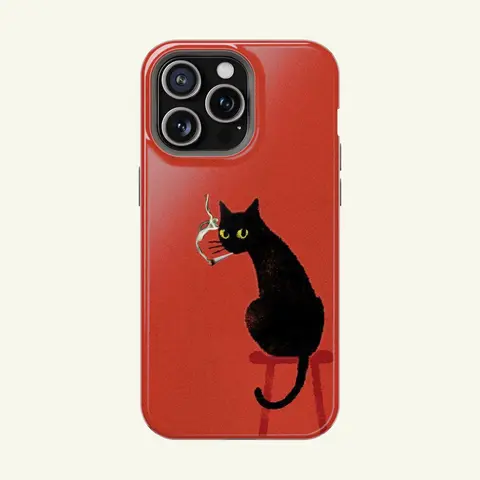 VYD Vintage Black Cat Smartphone Case - Smoking Night Vibes, Shockproof, Durable Cellphone Protector Cover with Protection for iPhone 18,17,16,15,14,13,12,11 Pro Max,X,XS, Galaxy S26,S25,S24,S23,S22 Ultra, Wireless-Friendly Phone Accessories Gift Casing