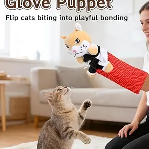 Cat Toy Glove Tiger Head Design, Plush Interactive Toy with Durable Padding, Fun Wrestling Glove for Cats and Small Dogs, Engaging Playtime