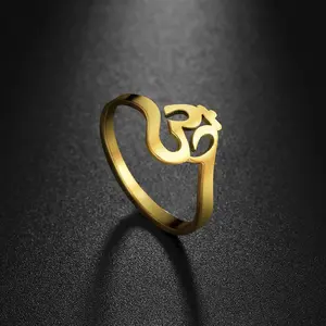 Stainless Steel Jewelry Featuring Hollow Rings with The Om Symbol, Inspired by Buddha, Makes a Unique Gift for Both Men And Women