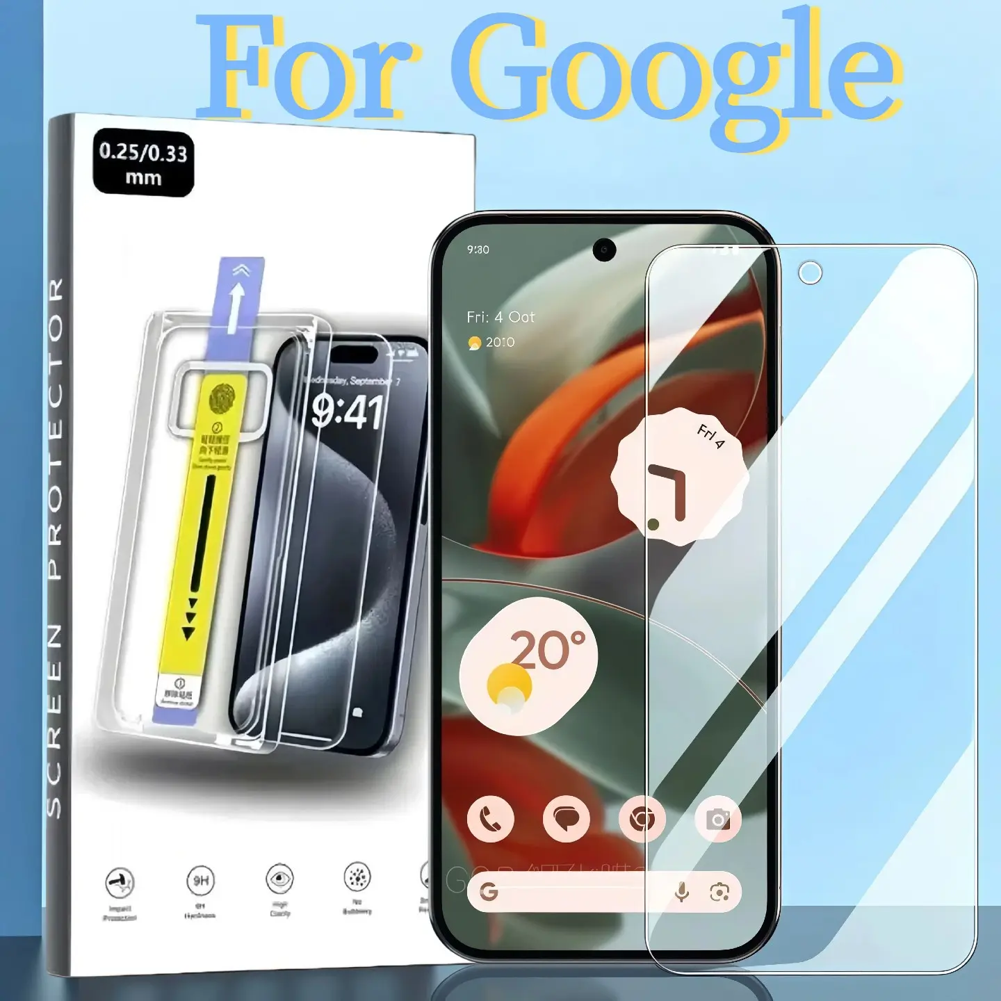 High-Definition Tempered Glass Screen Protector for Google Pixel 6a/7/7a/8/8a/8 Pro/9a/9 Pro/9 Pro Xl/10 Pro/10 Pro Xl/10a/11/11 Pro Xl, Ultra-Sensitive Touch, Dust-Free Installation, 9h Hardness
