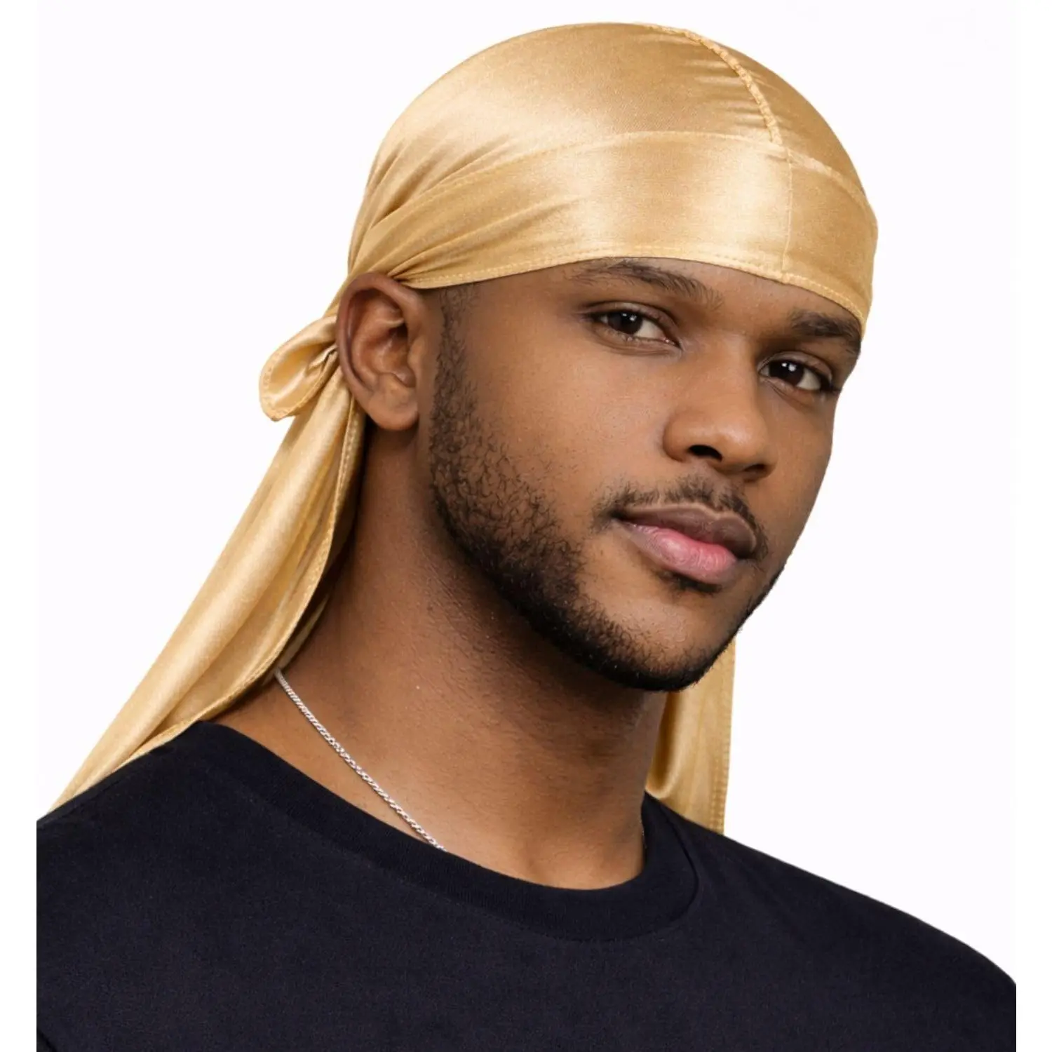 Premium Silky Durag for Men & Women Satin Dorag Long Tail Durags Head Wrap Headwear for Hair Protection and (Champagne)