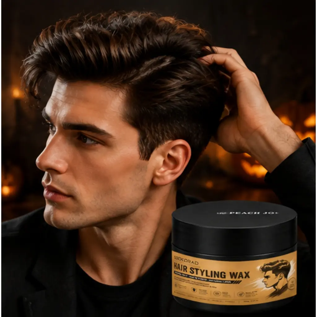 Hair Styling Wax, with beeswax, castor oil, jojoba oil, argan oil, vitamin E, strong hold, matte finish, natural look, textured control, plant-based formula, long-lasting hold, 100g/3.53 oz