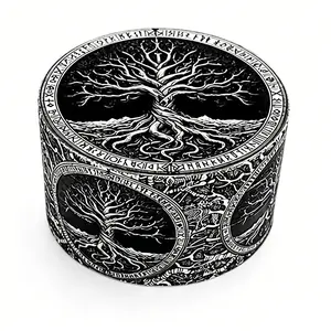 Silver Color Life Tree Pattern Metal Grinder, Portable Four-Compartment Grinder, Multi-Functional Zinc Alloy Cigarette Crusher, Perfect Birthday Gift