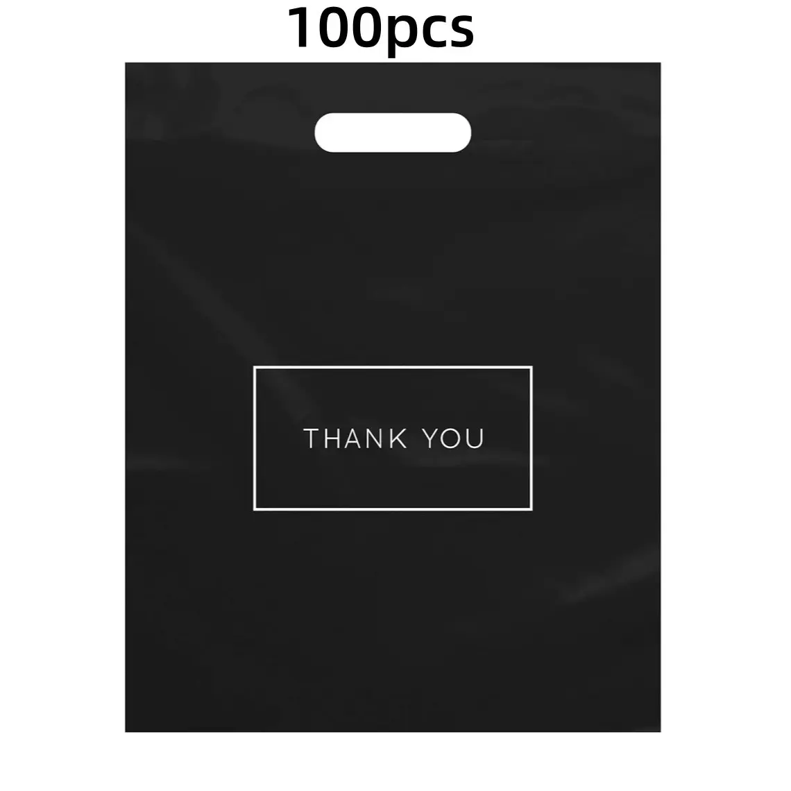 100 Thank You Bags, Reusable Plastic Retail Bags for Small Businesses, Gift Bags for Parties, Clothing Stores, Boutiques