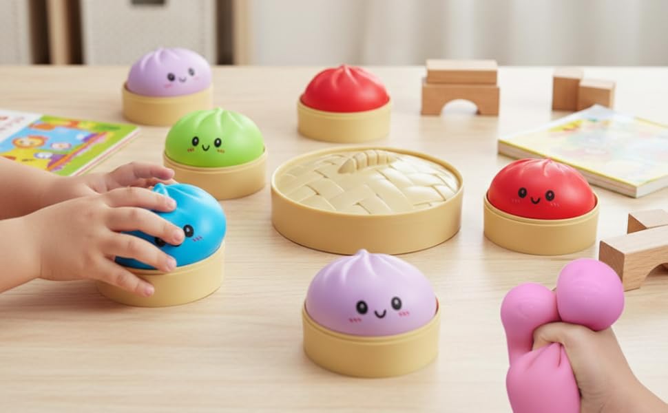 Giant Glitter Dumpling, Giant Dumpling Squishy, Mega Rainbow Dumplings, Cute Anxiety Relief Fidget Toy, with Steamer Box,Soft Squeeze Decompression Dough for Adults