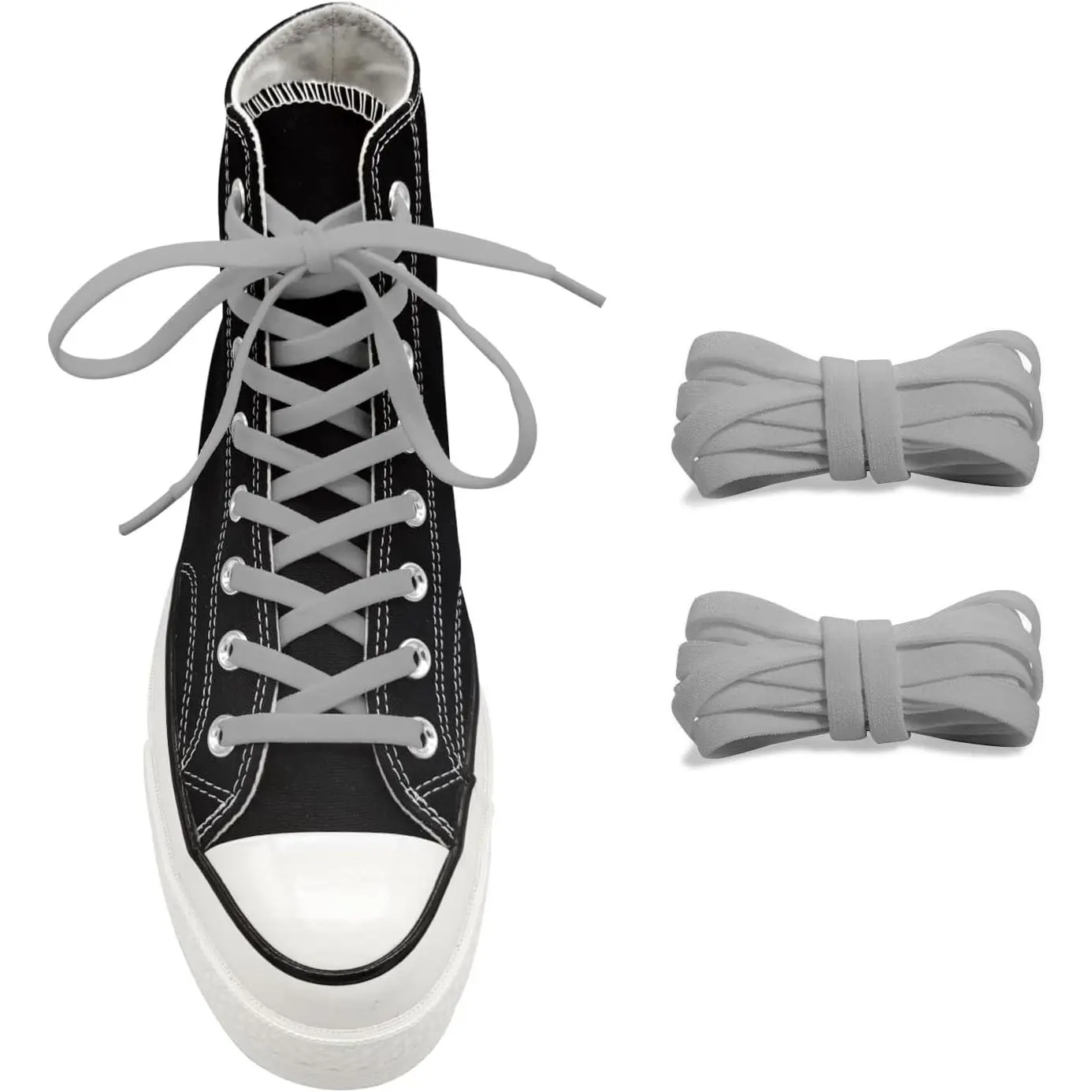 5/16" Wide Elastic Shoe Laces for  High Tops Sneakers, Stretch Flat Shoelaces Shoe Strings  Laces