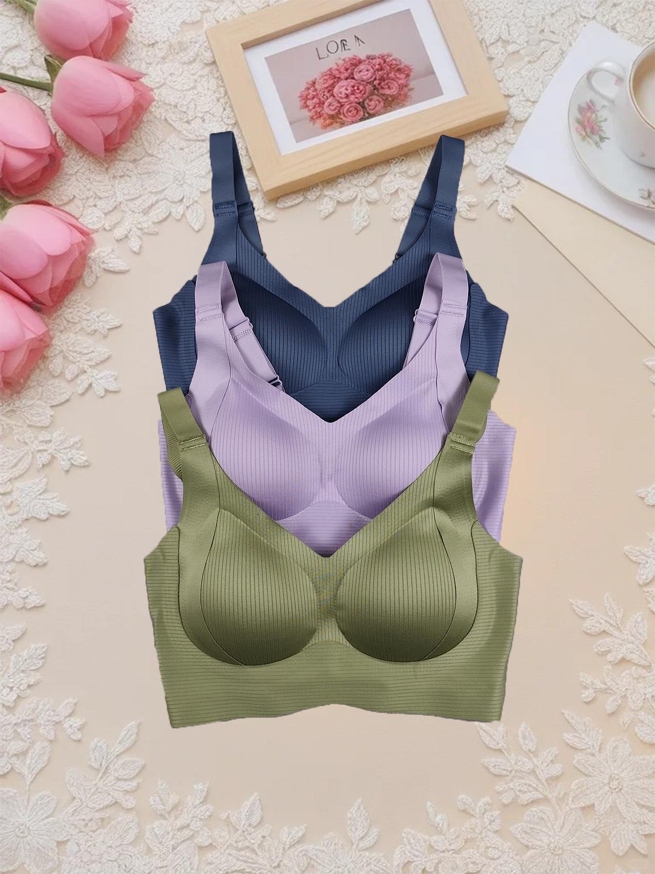 Women's Seamless Wireless Bra, Adjustable Wide Straps, Comfortable Breathable Lingerie, Medium Support, Casual All-Season Wear