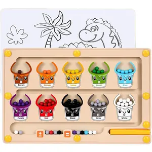 2 IN 1 Magnetic Color and Number Maze, Montessori Toys with Drawing Board for 3 4 5 Year Old, Wooden Magnet Balls Puzzles, Learning Educational Toys for Kids Toddlers Boys Girls Christmas Birthdayfidget toys