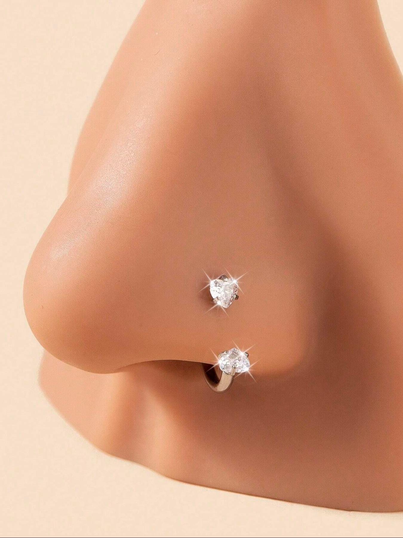 Stainless Steel CZ-Inlaid Nose Ring for Women and Men, Fashion Body Jewelry for Parties and Everyday Wear, Trendy Versatile Style, Exquisite Jewelry Gift