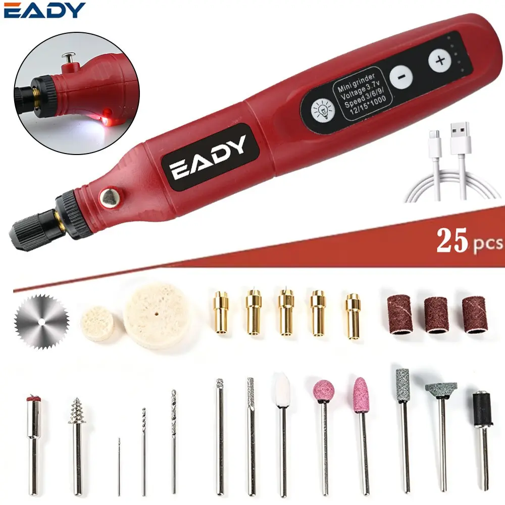 Eady Cordless Rotary Tool, USB Rechargeable 2000mah, 5-Speed Adjustable, 25pcs Accessories, Lightweight Portable Craft Kit, Rechargeable Tools Set