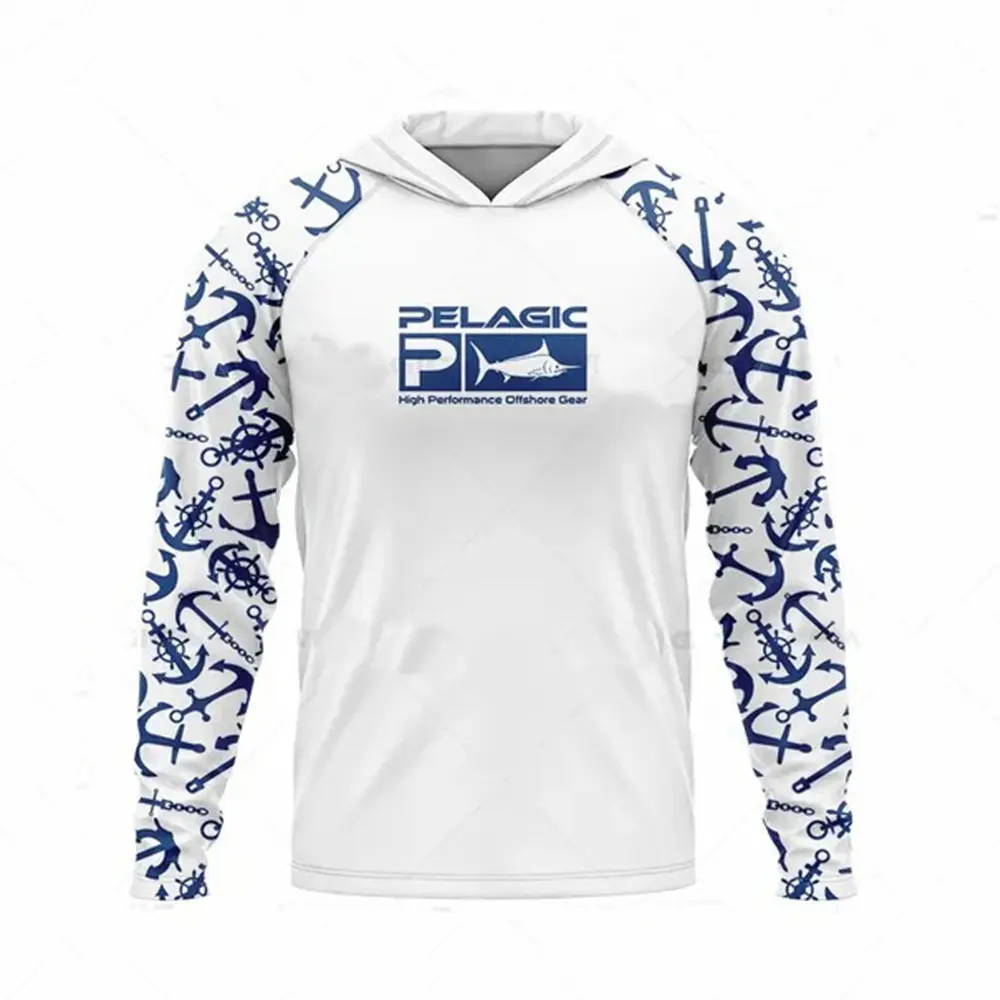 Fishing Wear: Sun-protective long-sleeve fishing suit, UV-protective hooded fishing suit jersey