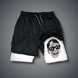 Double-Layer Sports Shorts Graphic Shorts Black Shorts Camo Shorts Streetwear Shorts Men Outfits Men Short Shorts Vacation Outfits Shorts
